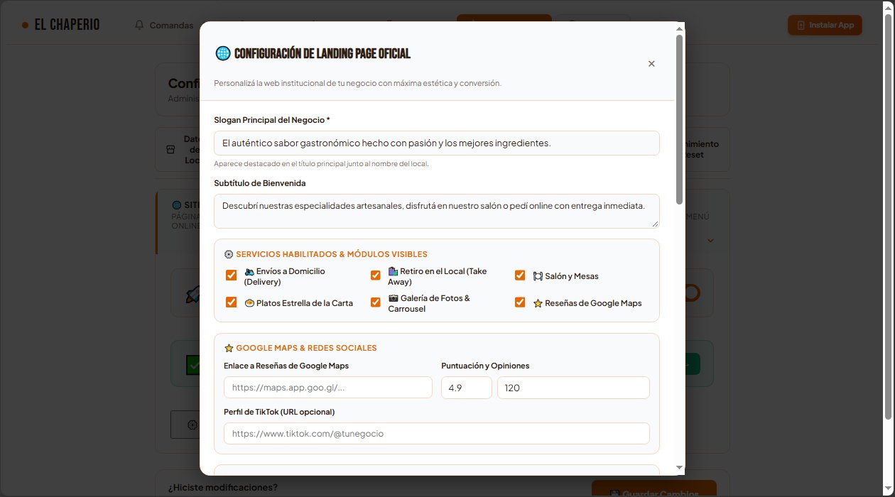 Editor de la Landing Page: eslogan, subtítulo y módulos visibles